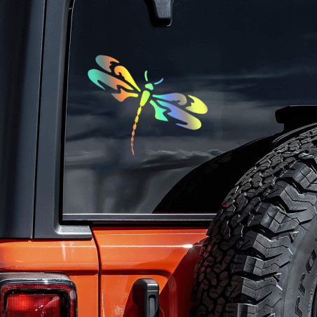 Vue générale Autocollant pour Voiture Vinyle Libellule Couleur Multicolore