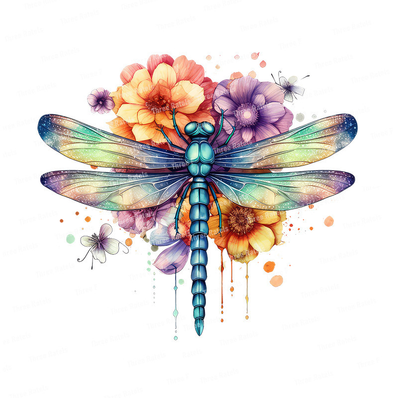 Autocollant Mural PVC Libellule aux Couleurs Vives