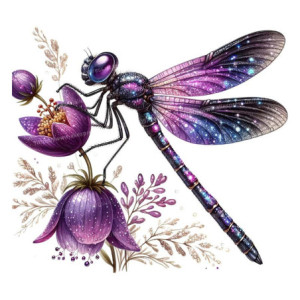 Autocollant Mural PVC Libellule Violette Brillante - 4 tailles disponibles