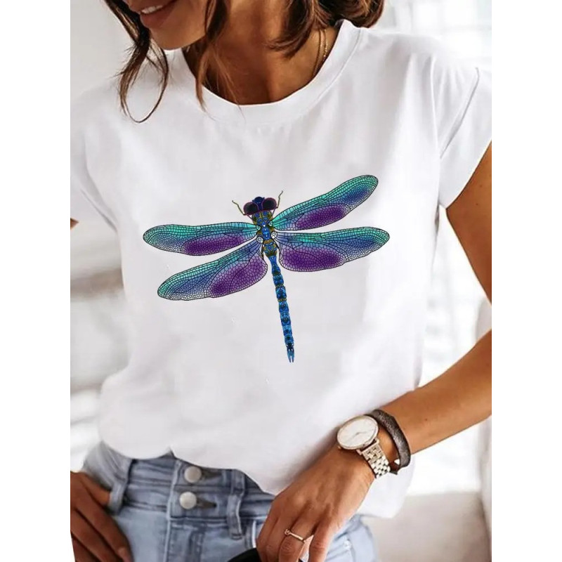 T-shirt libéllule avec imprimé libellule bleue violette
